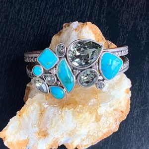 Barse Sterling Block Turquoise Cuff Bracelet